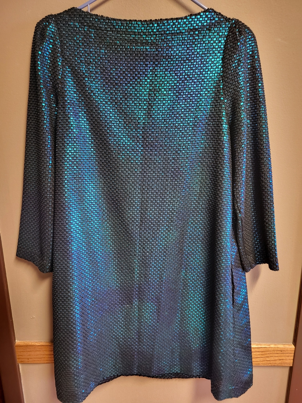 Free People Diamonds Are Forever Iridescent Blue-Black Mermaid Mini Dress - Picture 4 of 5